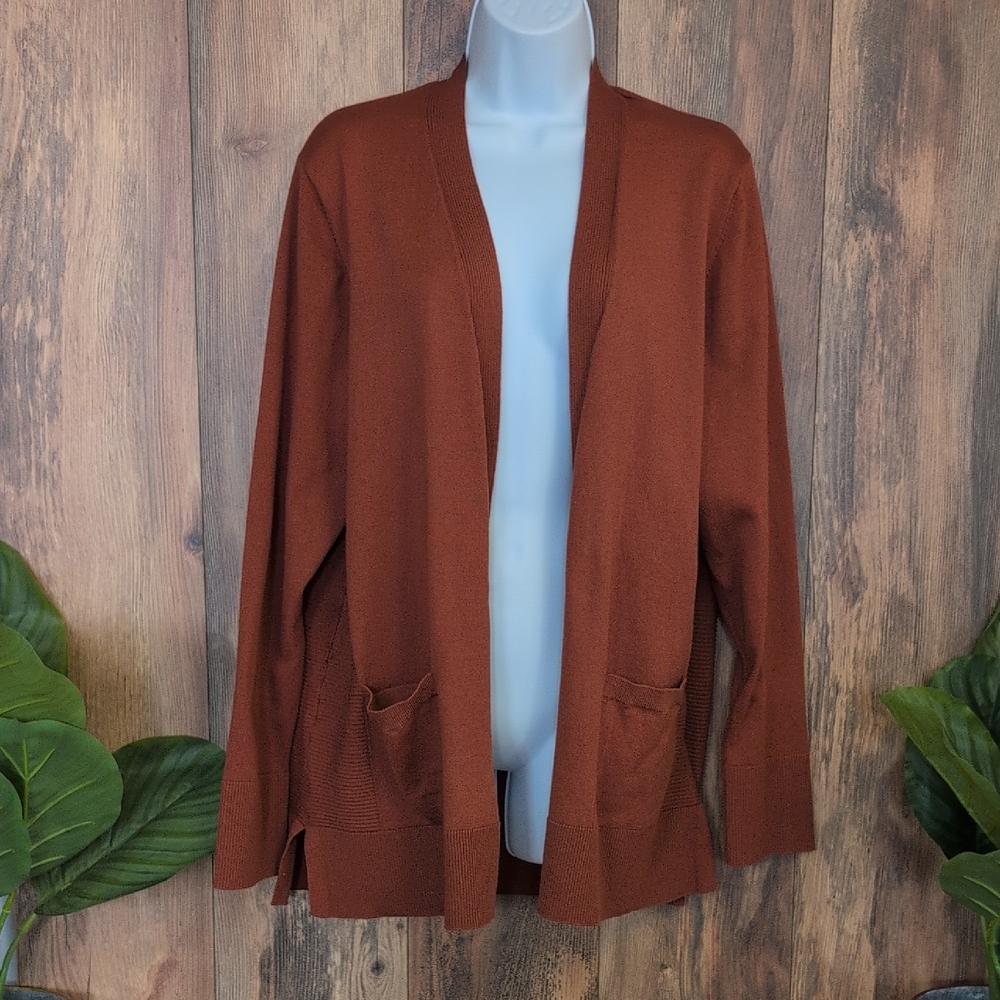 Women's Burnt Orange Cardigan Open Front Sweater XXL              224K